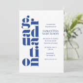 Blue No Foto Abschluss Einladung (Stehend Vorderseite)