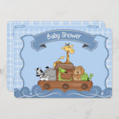 Blue Noah's Ark Baby Shower Einladung (Vorne/Hinten)