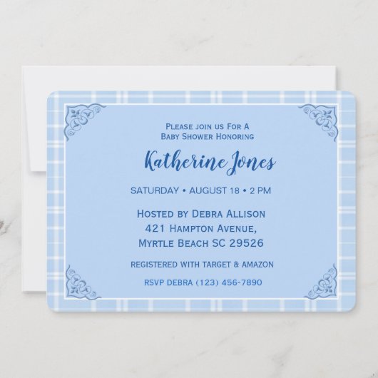 Blue Noah's Ark Baby Shower Einladung (Rückseite)