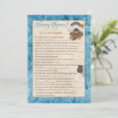 Blue Noah's Ark Kinderzimmer Rhyme Baby Shower Gam Einladung (Stehend Vorderseite)