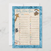 Blue Noah's Ark Name Race Baby Shower Games Einladung (Vorderseite)