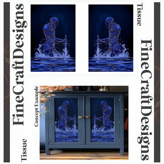 Blue Noble Ritter mit Schwert Decoupage R&L 150 Seidenpapier