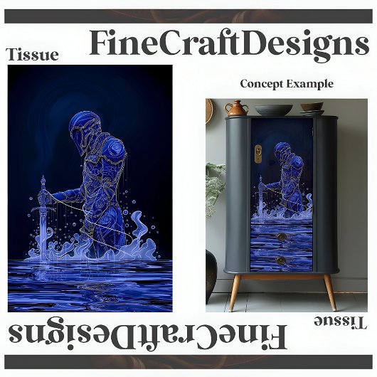 Blue Noble Ritter mit Schwert Decoupage Verlassen  Seidenpapier