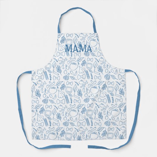 Blue Noodle Doodles Pasta Koch Erwachsene Schürze (Vorderseite)