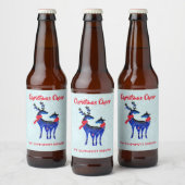 Blue Nordic Christmas Reindeer Pair Bierflaschenetikett (Flaschen)
