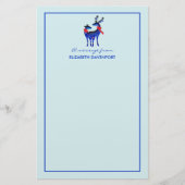 Blue Nordic Christmas Reindeer Pair Briefpapier (Vorderseite)