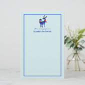 Blue Nordic Christmas Reindeer Pair Briefpapier (Stehend Vorderseite)