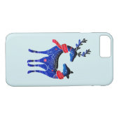 Blue Nordic Christmas Reindeer Pair Case-Mate iPhone Hülle (Rückseite (Horizontal))