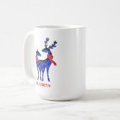 Blue Nordic Christmas Reindeer Pair Kaffeetasse (Vorderseite Links)