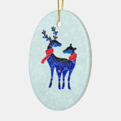 Blue Nordic Christmas Reindeer Pair Keramik Ornament (Links)