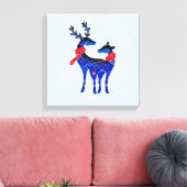 Blue Nordic Christmas Reindeer Pair Leinwanddruck (Insitu (Wohnzimmer))