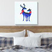 Blue Nordic Christmas Reindeer Pair Leinwanddruck (Insitu (Schlafzimmer))