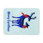 Blue Nordic Christmas Reindeer Pair Magnet (Horizontal)