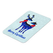 Blue Nordic Christmas Reindeer Pair Magnet (Linke Seite)