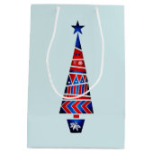 Blue Nordic Christmas Reindeer Pair Mittlere Geschenktüte (Rückseite)