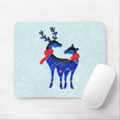 Blue Nordic Christmas Reindeer Pair Mousepad (Mit Mouse)