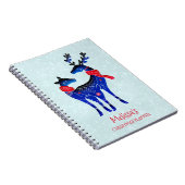 Blue Nordic Christmas Reindeer Pair Notizblock (Rechte Seite)