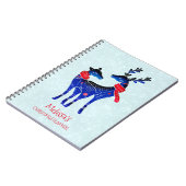 Blue Nordic Christmas Reindeer Pair Notizblock (Linke Seite)