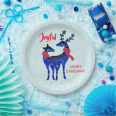 Blue Nordic Christmas Reindeer Pair Pappteller (Party)