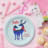 Blue Nordic Christmas Reindeer Pair Pappteller (Party)