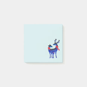 Blue Nordic Christmas Reindeer Pair Post-it Klebezettel