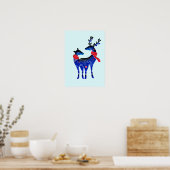 Blue Nordic Christmas Reindeer Pair Poster (Küche)
