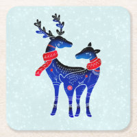 Blue Nordic Christmas Reindeer Pair