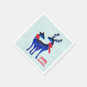 Blue Nordic Christmas Reindeer Pair Serviette (Ecke)