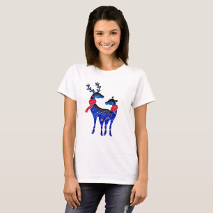 Blue Nordic Christmas Reindeer Pair T-Shirt