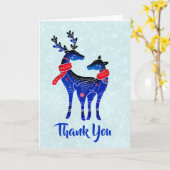 Blue Nordic Christmas Reindeer Pair Vielen Dank Karte (Gelbe Blume)