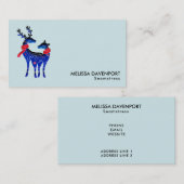 Blue Nordic Christmas Reindeer Pair Visitenkarte (Vorne/Hinten)