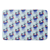 Blue Nordic Christmas Rentier Pair Pattern Badematte (Vorderseite)