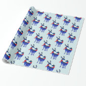 Blue Nordic Christmas Rentier Pair Pattern Geschenkpapier (Ungerollt)