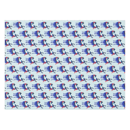 Blue Nordic Christmas Rentier Pair Pattern Tischdecke (Vorderseite (Horizontal))