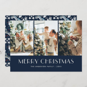 Blue Nordic Fox Foto Collage Frohe Weihnachten