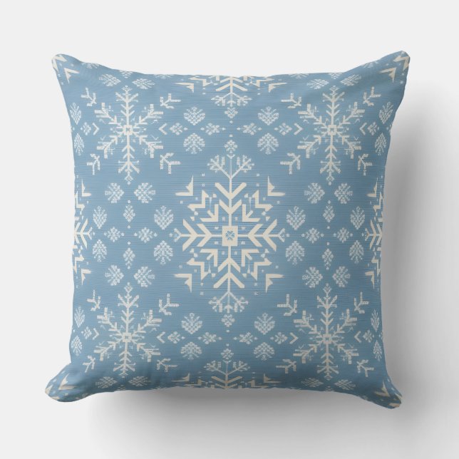 Blue Nordic Snowflake Patente Winterurlaub Kissen (Vorderseite)
