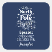Blue North Pole Sonderlieferung für Übernachtung Quadratischer Aufkleber (Vorderseite)