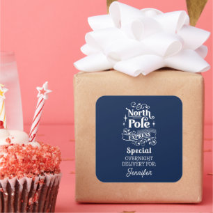 Blue North Pole Sonderlieferung für Übernachtung Quadratischer Aufkleber