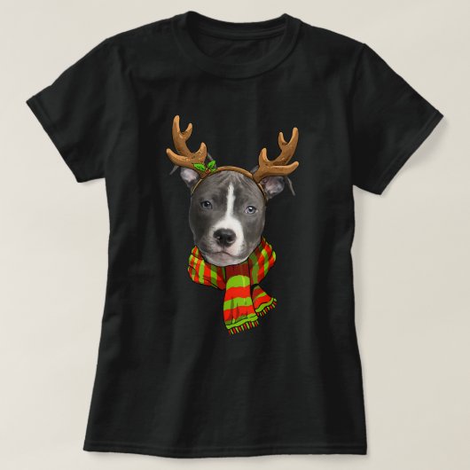 Blue Nose Pitbull Dog xmasse Reindeer Christmas Li T-Shirt (Design vorne)