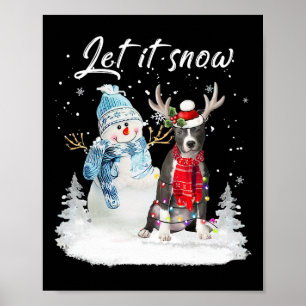 Blue Nose Pitbull Santa Dog Weihnachtsschneemann X Poster