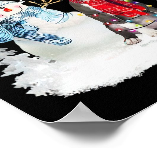 Blue Nose Pitbull Santa Dog Weihnachtsschneemann X Poster (Ecke)