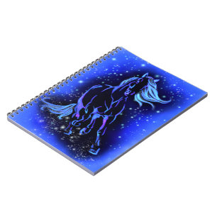 Blue Notebook Horning bei Starry Night Notizblock
