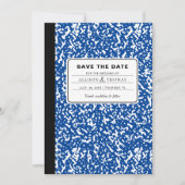 Blue Notebook Lehrer Funny Save the Date Hochzeit Einladung (Vorderseite)