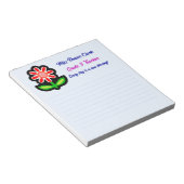 Blue Notepad mit roter Blume Notizblock (angewinkelt)