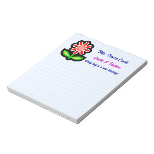 Blue Notepad mit roter Blume Notizblock