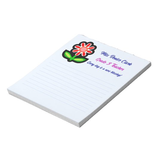 Blue Notepad mit roter Blume Notizblock (Rotiert)