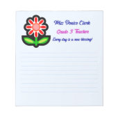 Blue Notepad mit roter Blume Notizblock (Vorderseite)