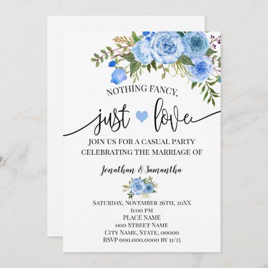 Blue Nothing Extravagant Just Liebe Elopement Einl Save The Date (Vorne/Hinten)