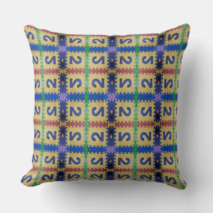 Blue Number 2 over Square Gold Puzzle Design Kissen