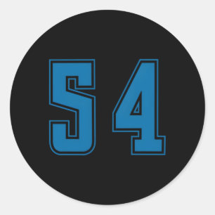 Blue Number 54 Team Junior Sports Numbered Uniform Runder Aufkleber